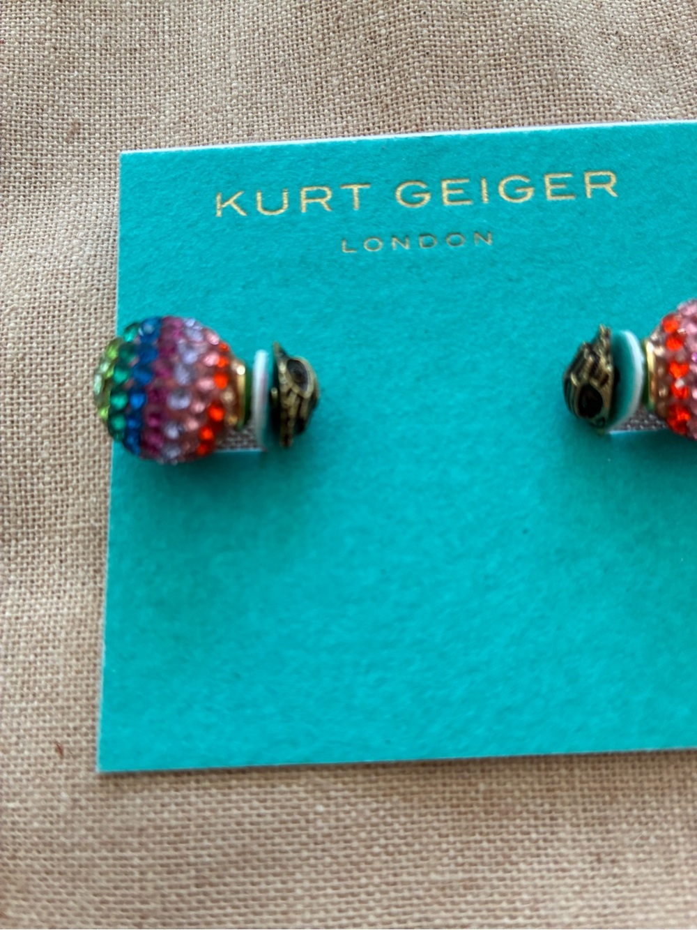 Kurt Geiger Rainbow Crystal Dome Stud Earrings - Picture 3 of 6